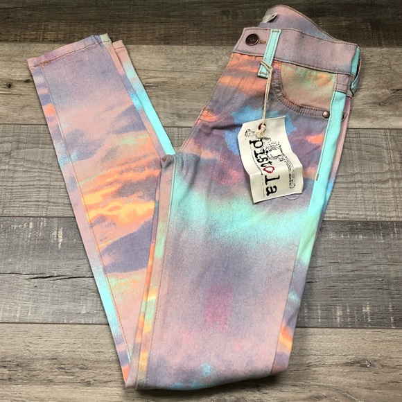 pistola Pants - PISTOLA | Dawn Rainbow Sherbet Tie Dye Skinny Pant
